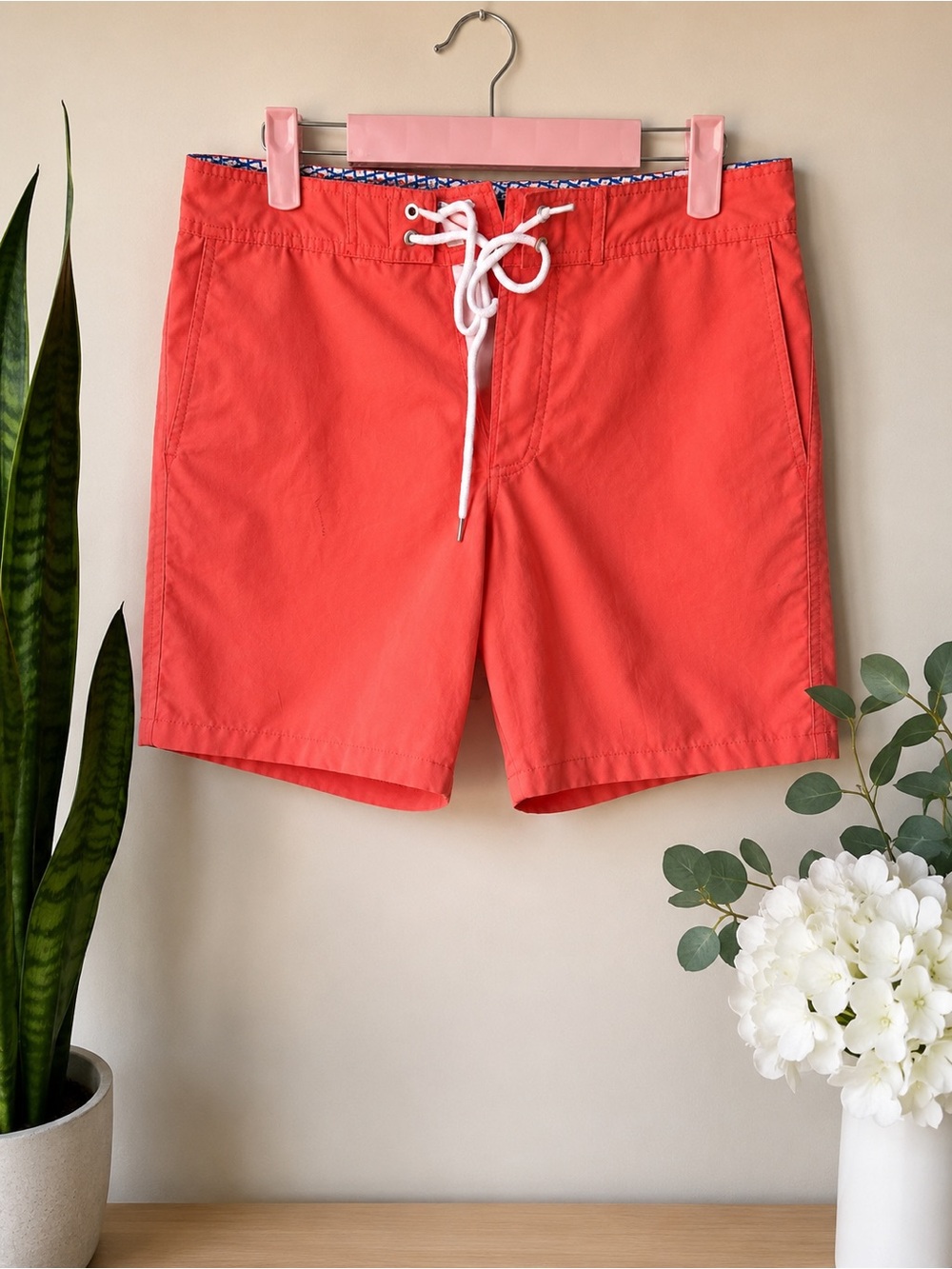 Bonobos Coral Swim Trunks with White Drawstring